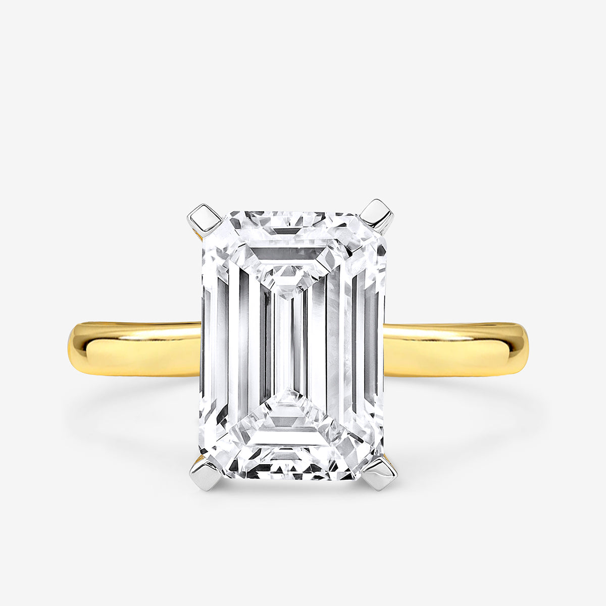 Keemti Jewels CLASSIC Emerald Solitaire RING features a gold band and prong setting for stunning brilliance.