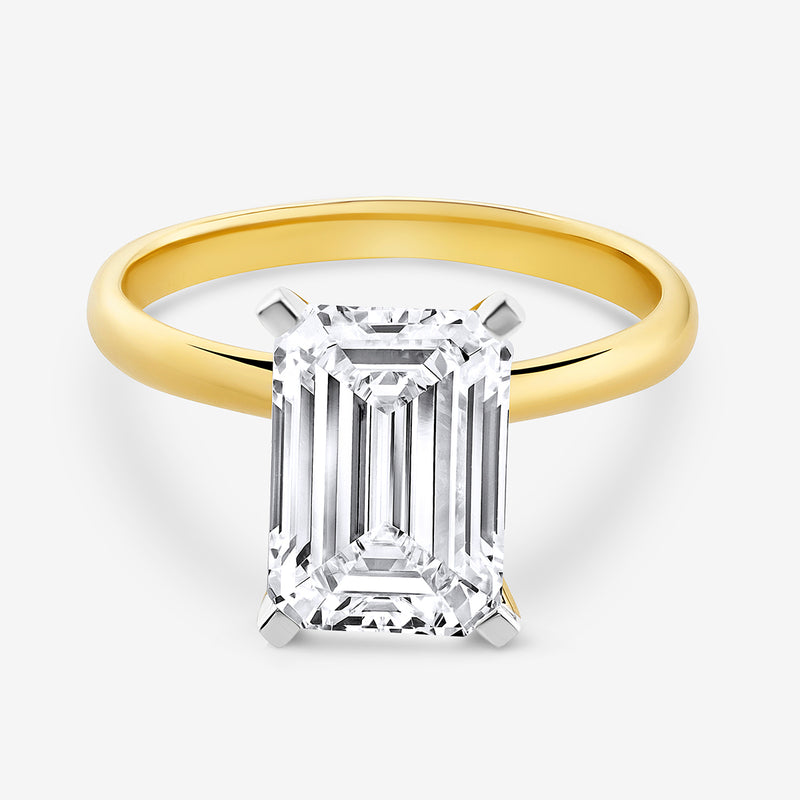 Keemti Jewels CLASSIC Emerald Solitaire RING with prong-set head, shown on a white background.