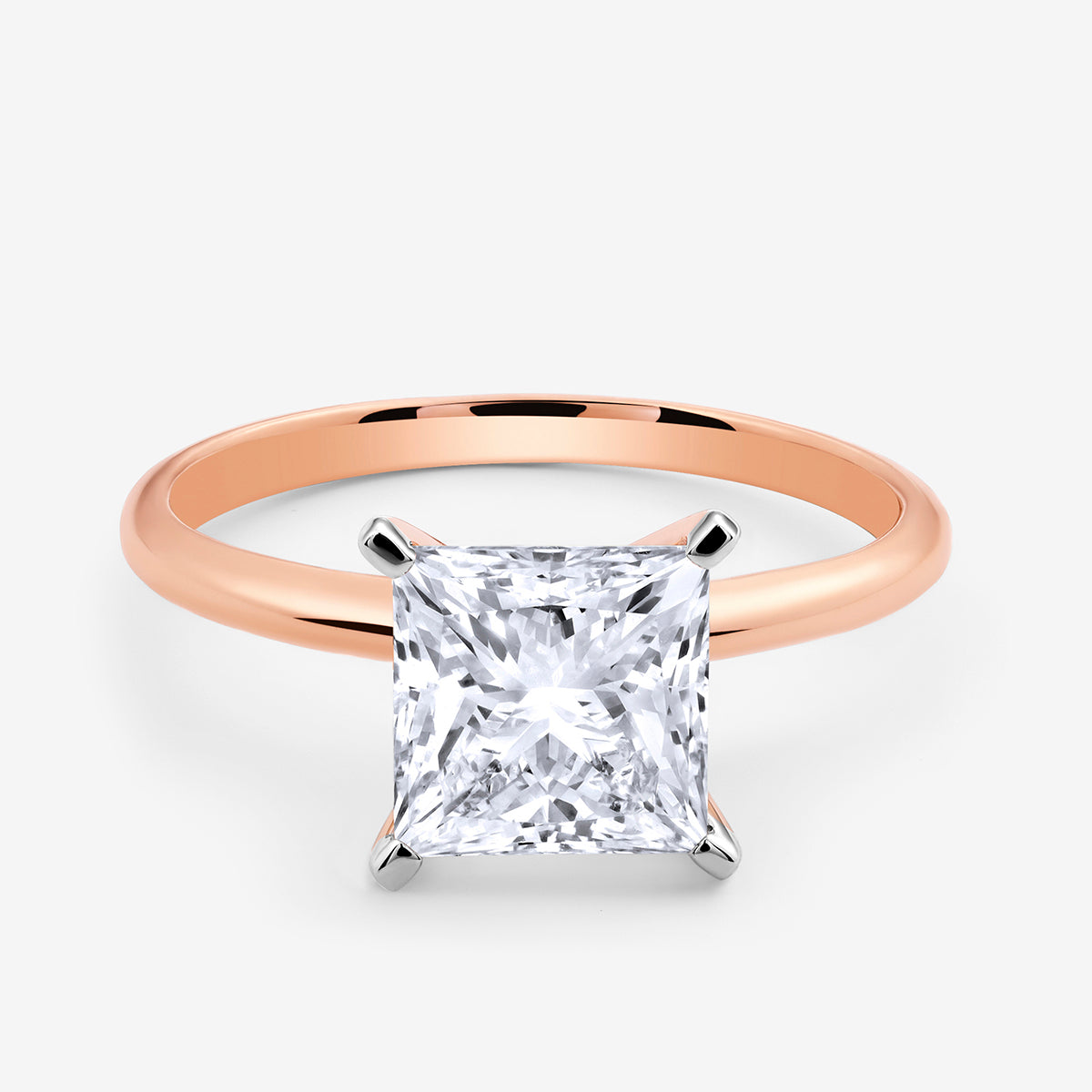 The CLASSIC Princess Engagement RING by Keemti Jewels features a bold square-cut diamond on a rose gold setting.