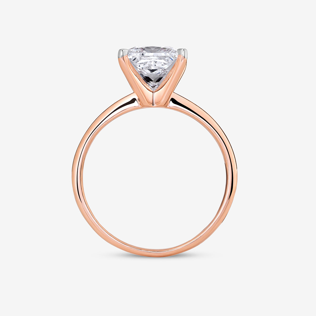 Keemti Jewels' CLASSIC Princess Engagement RING features a yellow-plated band and classic prong setting, shown on white.