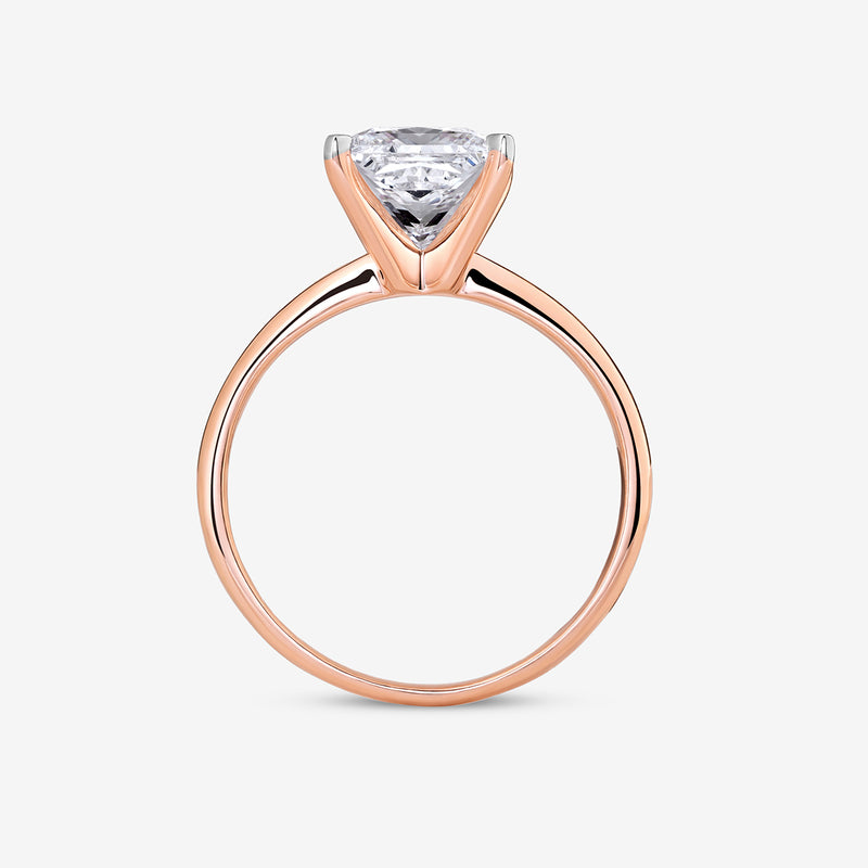 Keemti Jewels' CLASSIC Princess Engagement RING features a yellow-plated band and classic prong setting, shown on white.