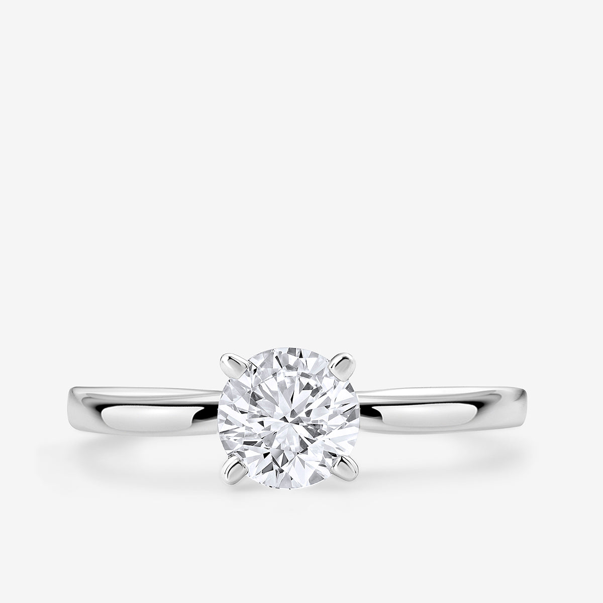 The Keemti Jewels ELEGANT Round Solitaire RING showcases a round center in a classic six-prong platinum setting.