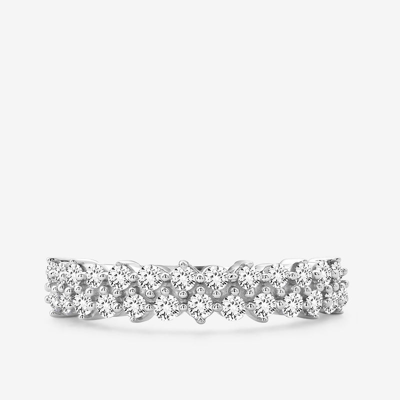 Opulent Glow ring with pavé round stones, silver 925 vermeil plating