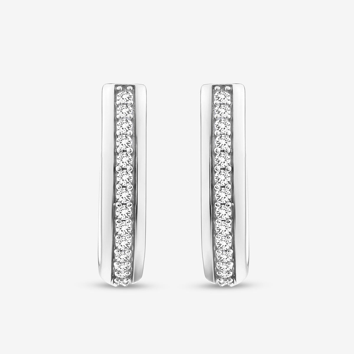 MINIMAL arc hoop earrings in Silver 925 with pavé stones