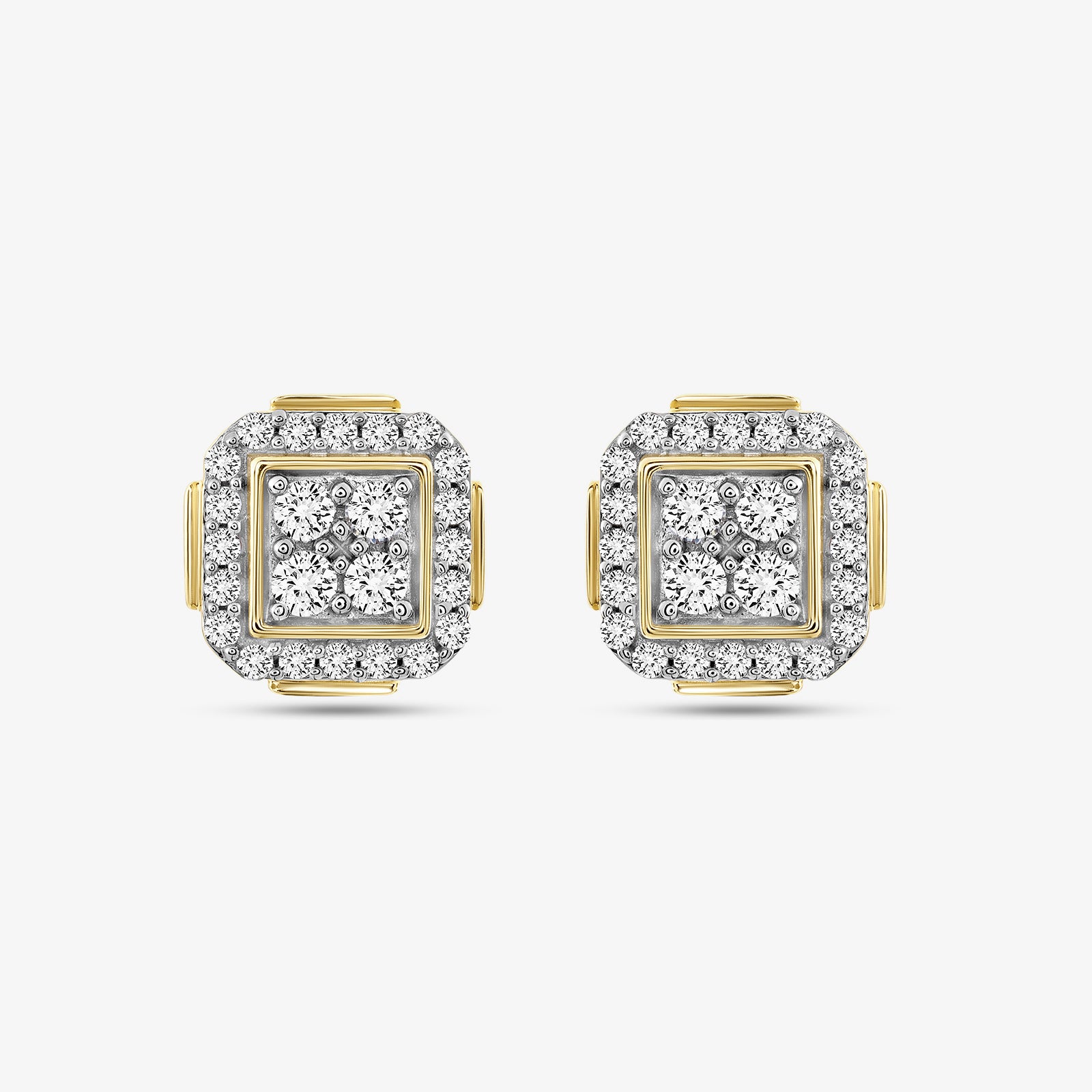 GOLDEN <span>Square Halo Diamond Stud</span> EARRINGS