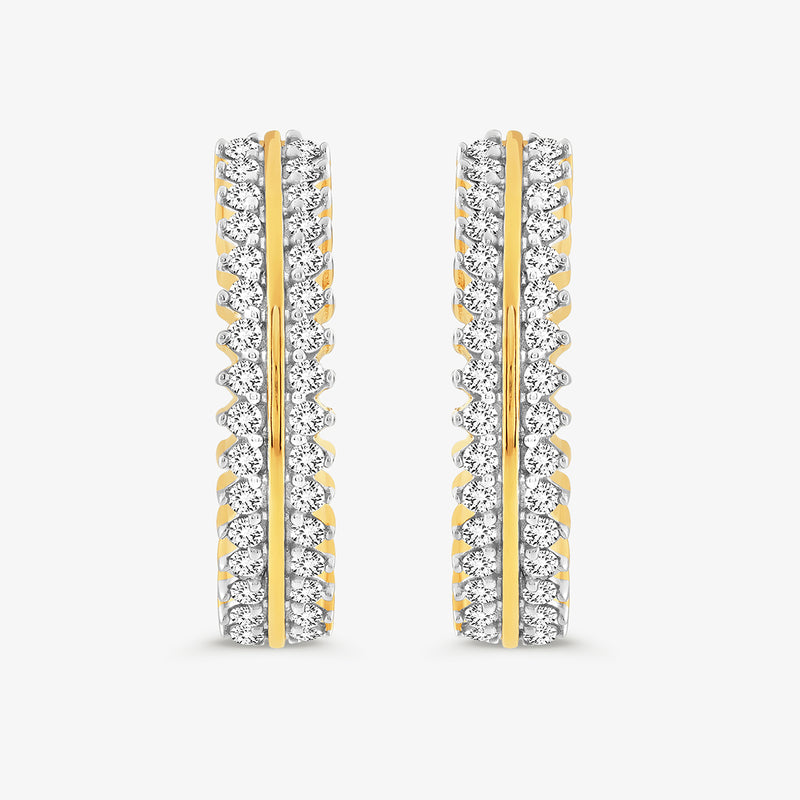 Keemti Jewels EVERLIGHT Curve Hoop Earrings: sleek gold hoops with a continuous row of diamonds.