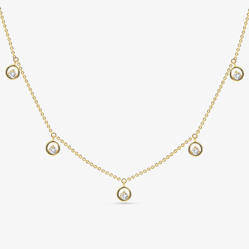 Keemti Jewels CLASSIC Charm-Halskette, vergoldet, mit 4 runden Stein-Charms