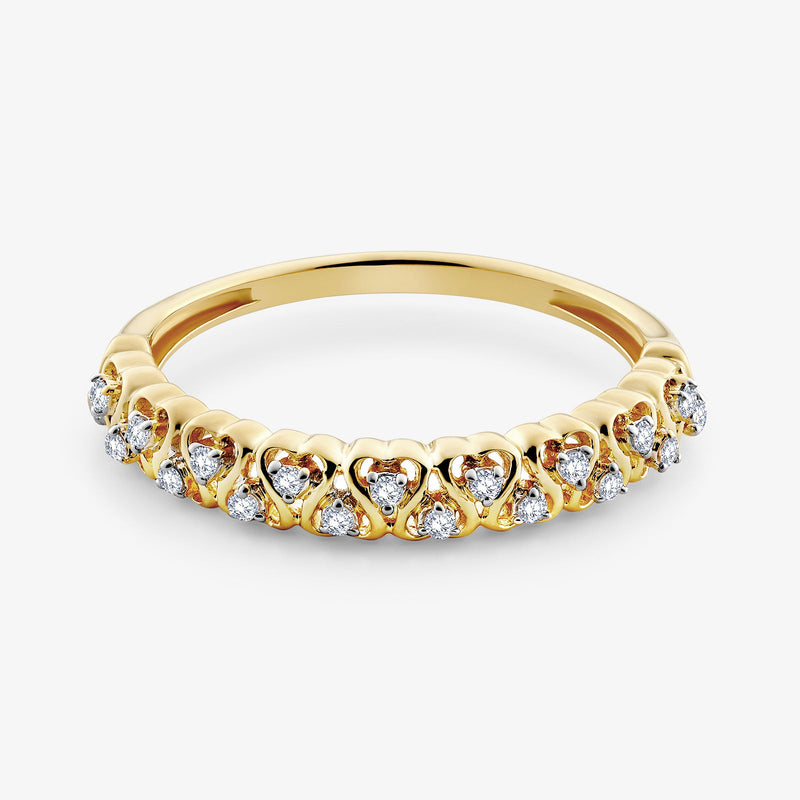 Weave Stackable Ring mit herzförmigen Steinen und zweifarbigem Band