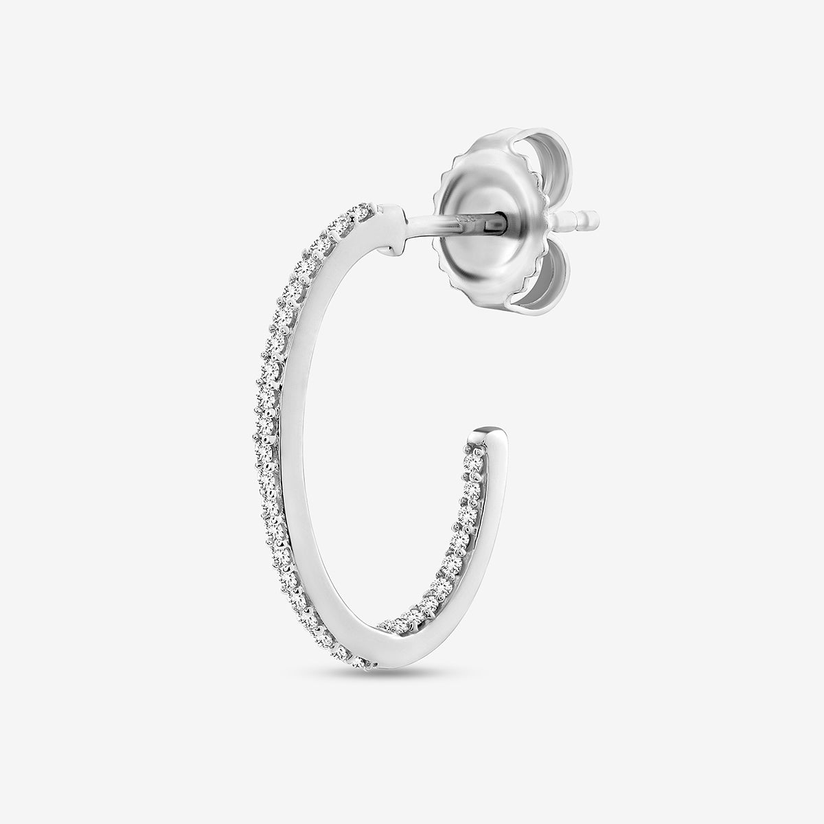 Silver 925 vermeil line hoop earrings, curved hoop with pavé stone detailing