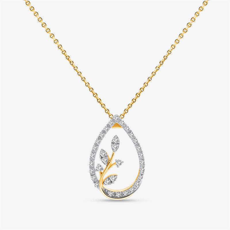 Teardrop Leaf Diamond Necklet