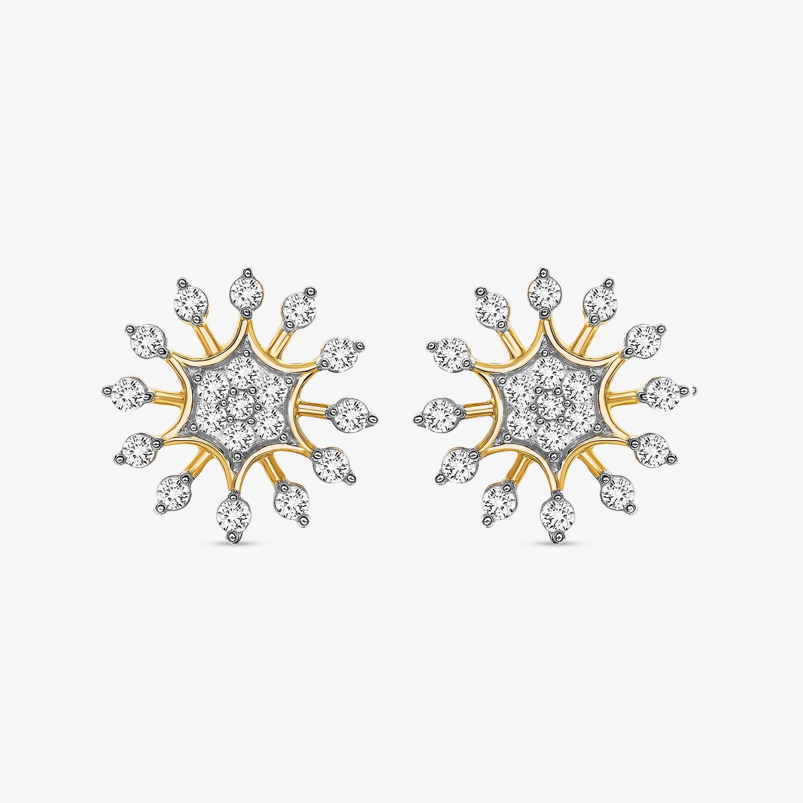 Snow Frosted Grace stud earrings, silver-tone starburst with clear round stones