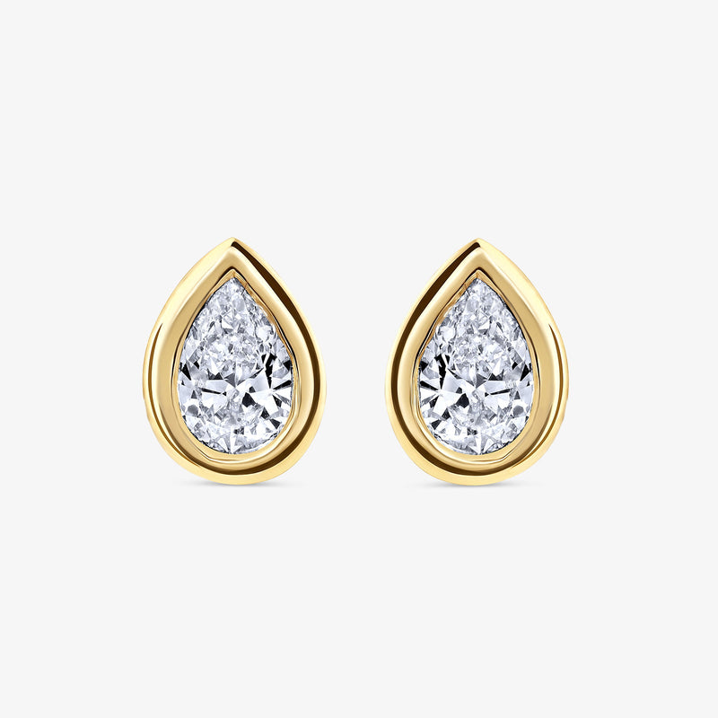 Teardrop glow earrings with pear-shaped crystal in gold-tone bezel