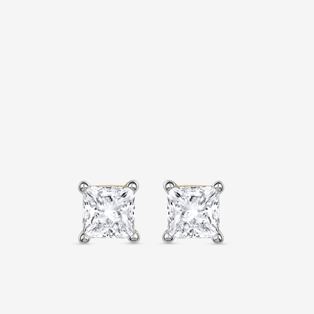 Keemti Jewels SQUARELUMIN Solitaire Stud Earrings feature square-cut diamonds in polished four-prong settings.