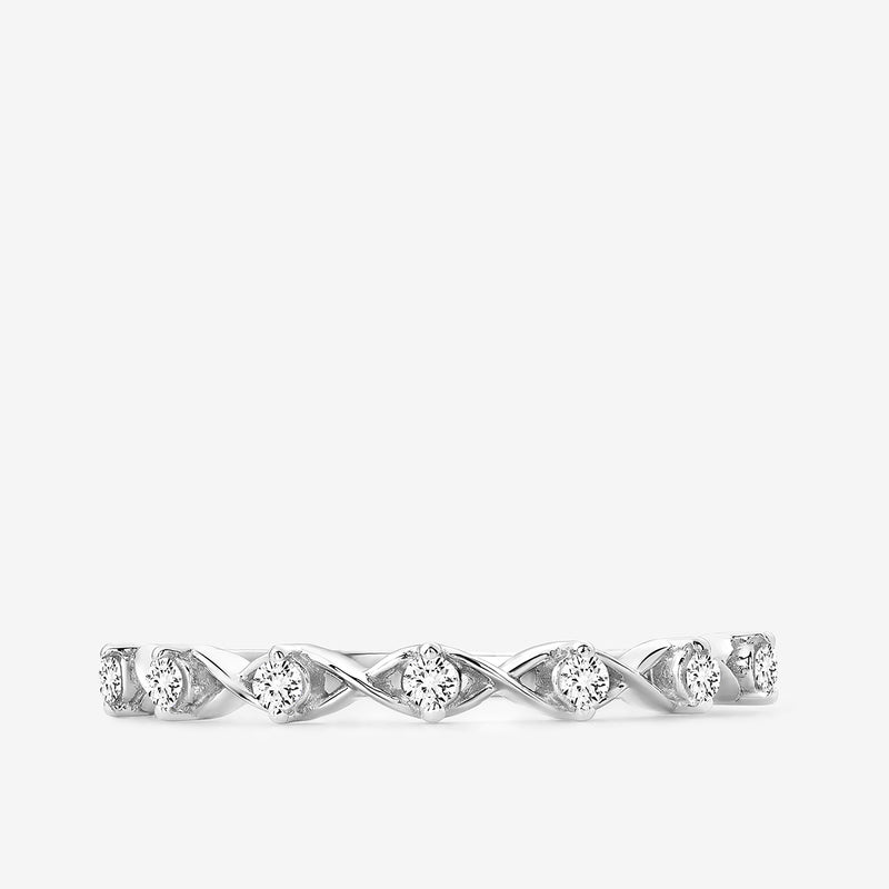 The CROWN Curve Diamond RING by Keemti Jewels features a silver twisted band with evenly set round diamonds.