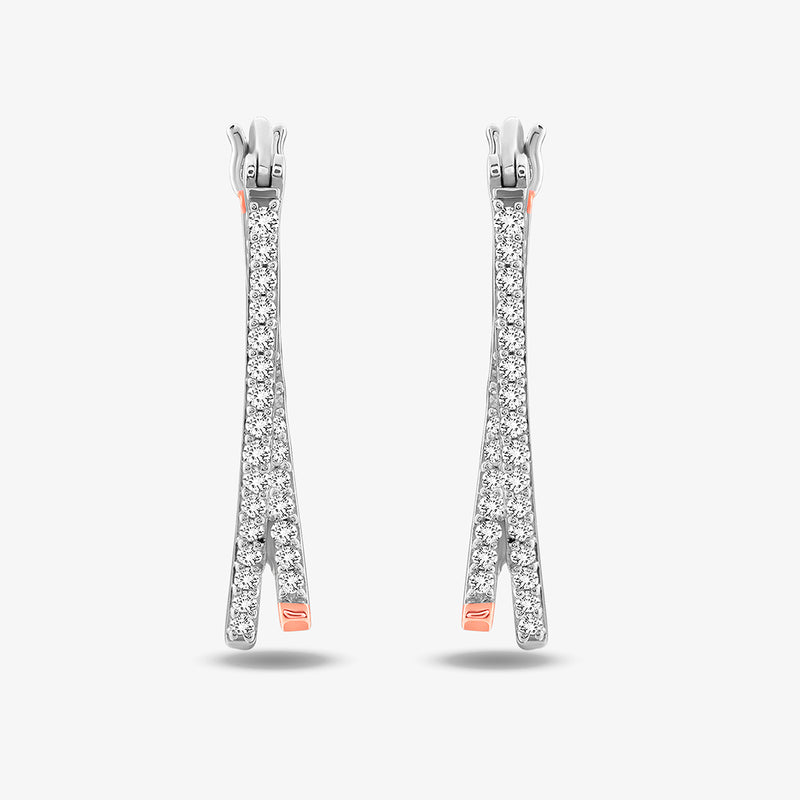 CRISS Sparkle hoop earrings, silver 925 vermeil-plated with pavé stone strip