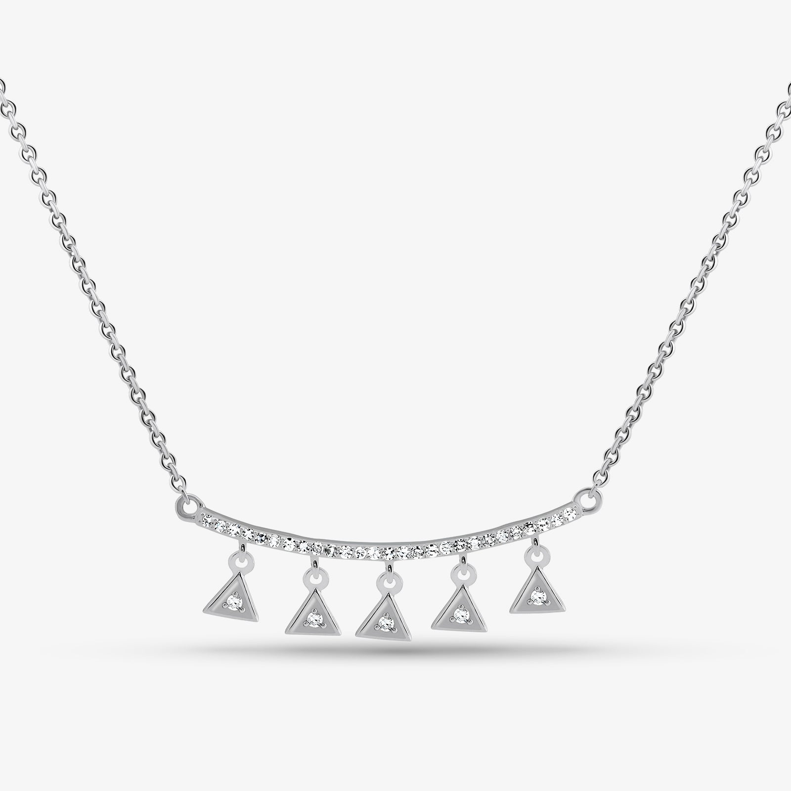 Charm Drop Necklace with five silver 925 triangle charms