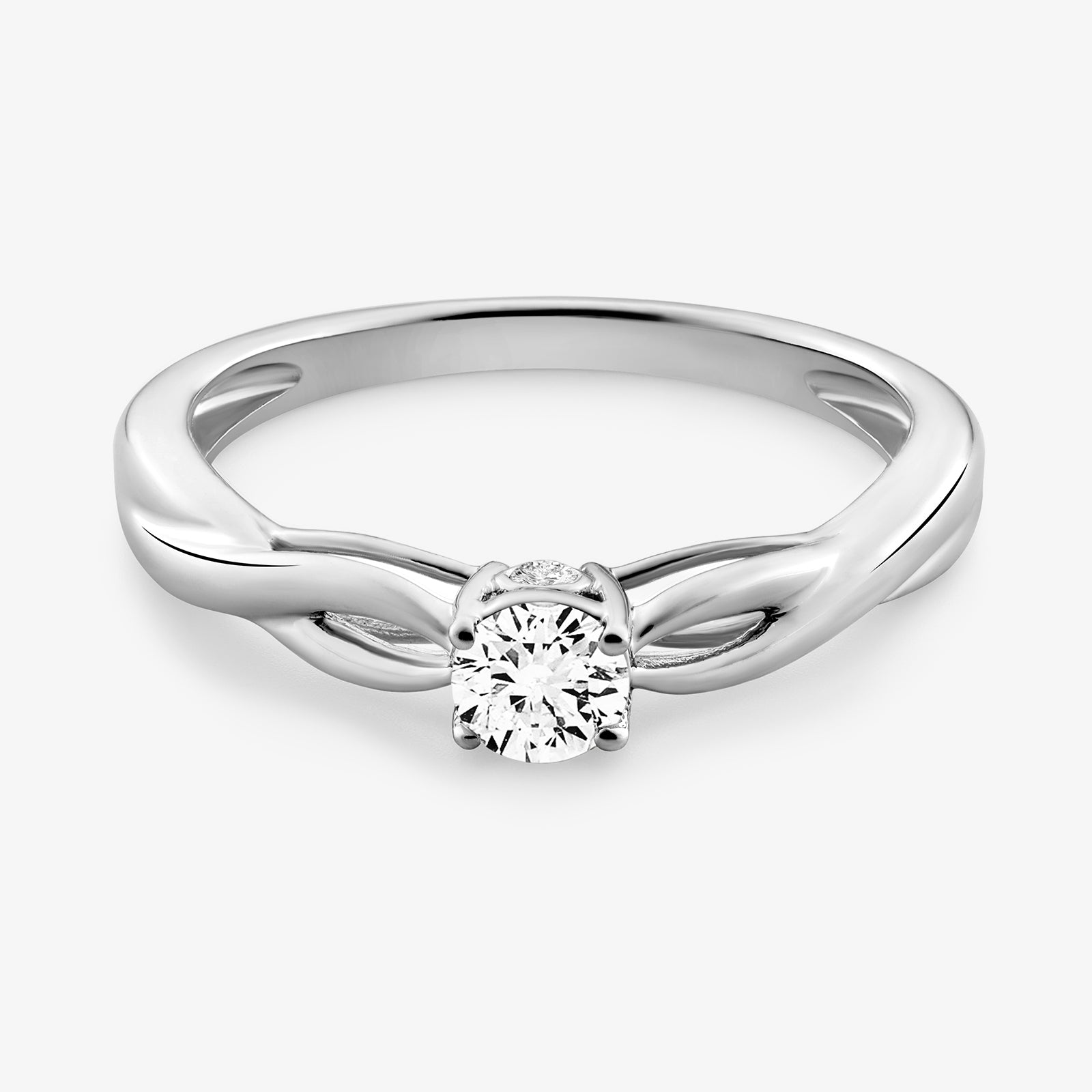 Keemti Jewels twist solitaire ring, round center stone, 0.75 ct, silver-tone