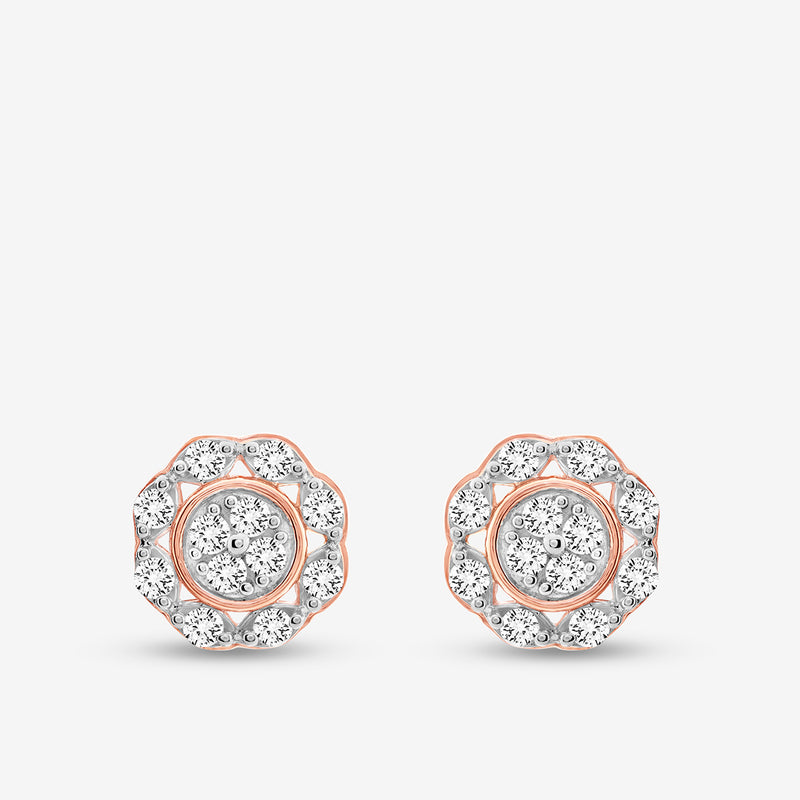 The SOFT Blossom Cluster Stud Earrings by Keemti Jewels feature diamond studs and rose gold for everyday elegance.