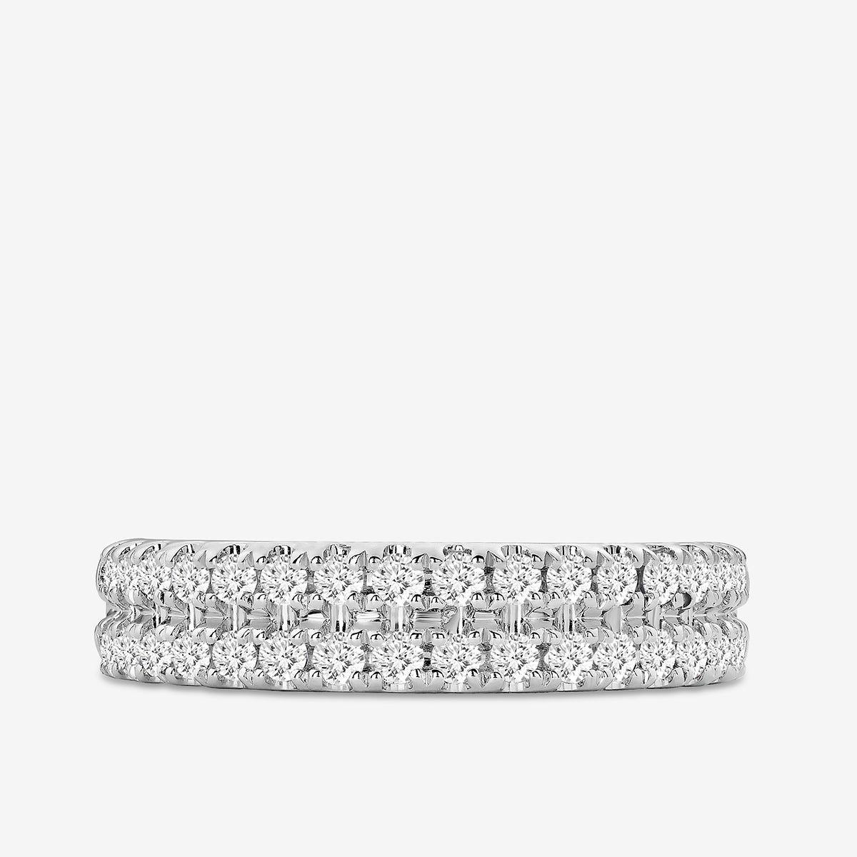 DOUBLE Glow Eternity Band, silberfarben, mit durchgehender Reihe funkelnder Steine