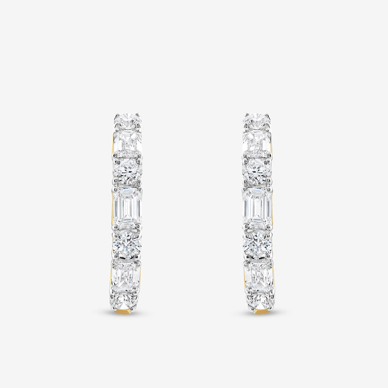 Keemti Jewels’ SOFT Spark Huggie Earrings feature rectangular and round diamonds—timeless for everyday wear.