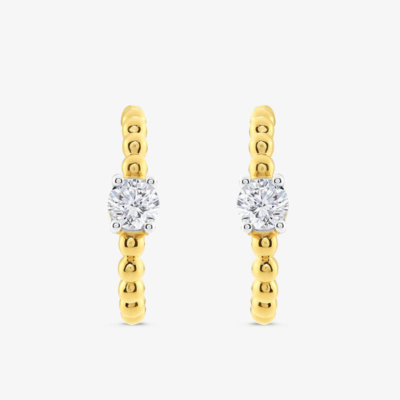 Minimal round hoop earrings with clear cubic zirconia, vermeil-plated silver 925