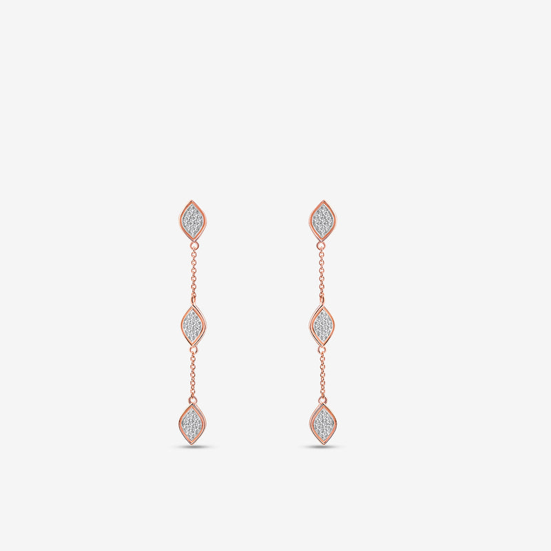 Trio Square Diamond Dangler Earrings