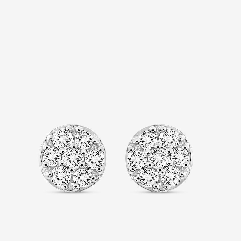Keemti Jewels TINY Spark Stud Earrings: delicate round cluster design, perfect white-metal workwear studs.