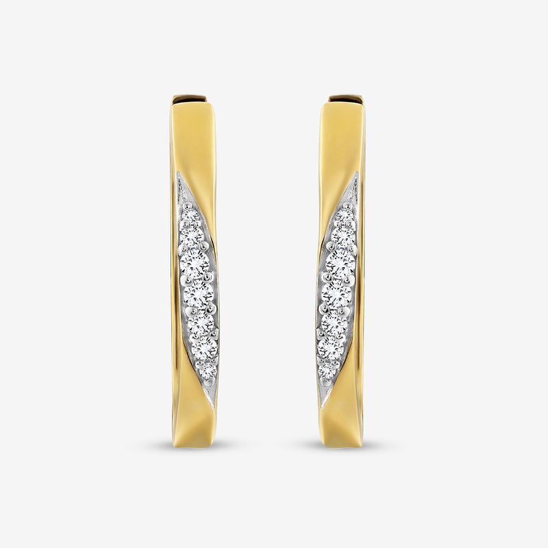 Keemti Jewels TWIST-AURA Hoop EARRINGS: Gold hoops with a central band of white diamonds for everyday elegance.
