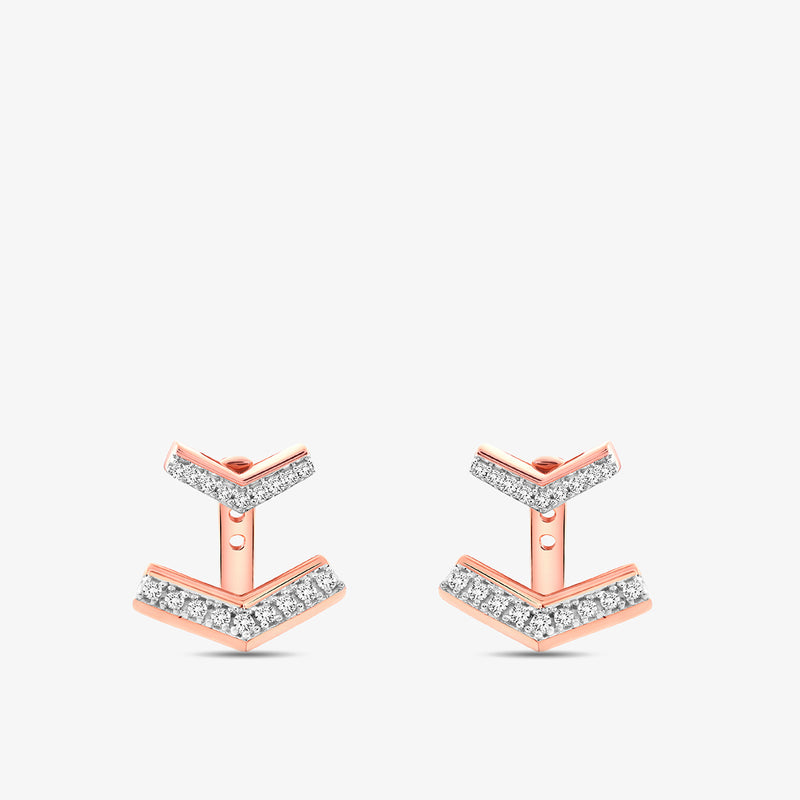 Keemti Jewels CHEVRON Vista Ear JACKETS: Rose gold chevron earrings with clear stones for any occasion.