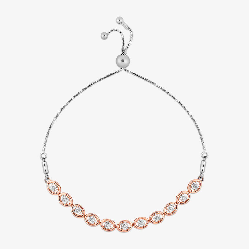 Halo Bolo bracelet met ronde rosegouden schakels en heldere steen