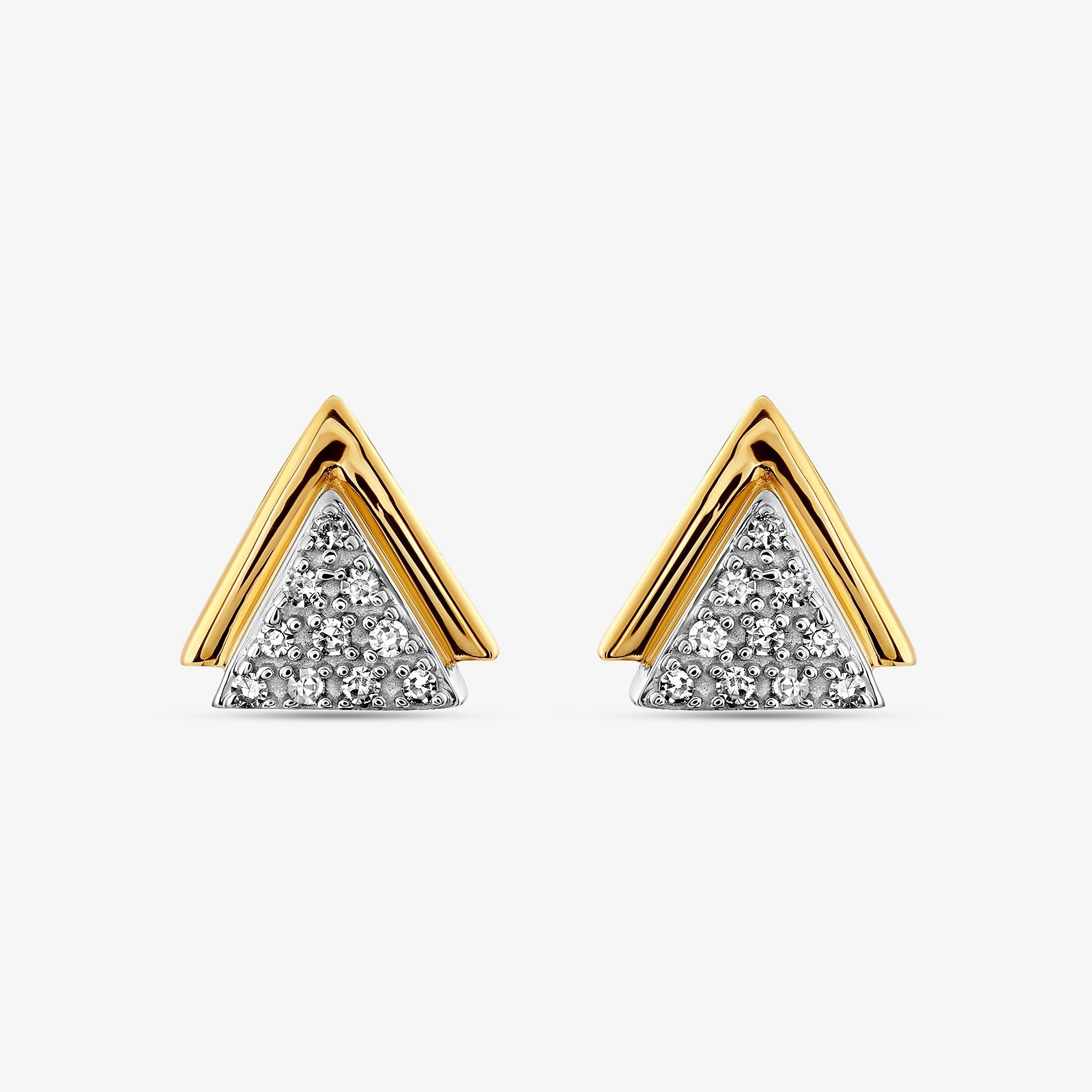 DUAL-TONE <span>Triangle Spark Stud</span> EARRINGS