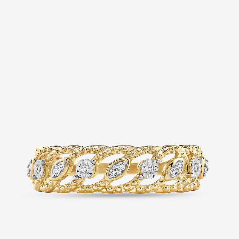 Keemti Jewels FLORAL Vine Band RING with vine design and clear round marquise gemstones.