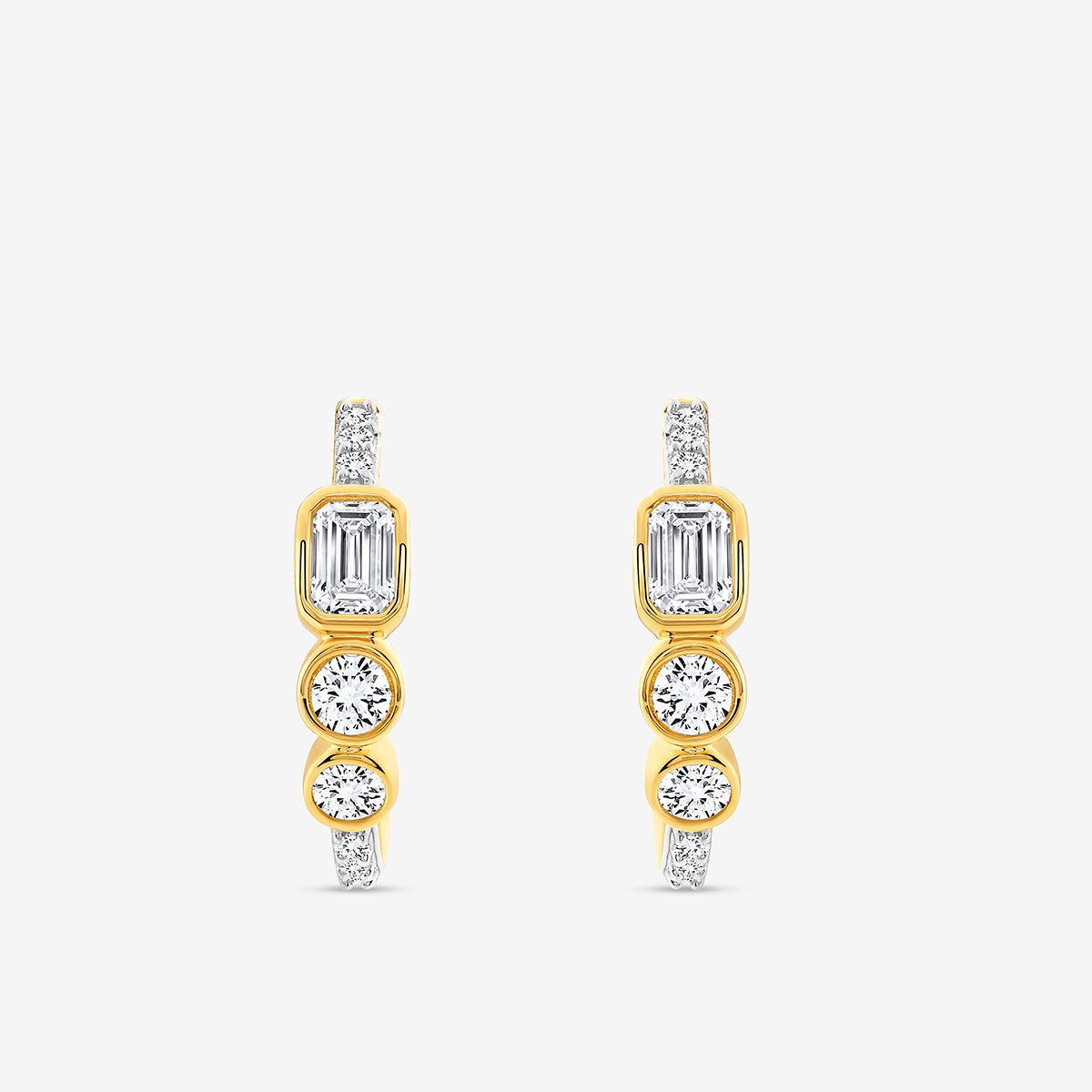 14kt Gelbgold Fusion Hoop-Ohrringe mit Diamant-Style Steinen