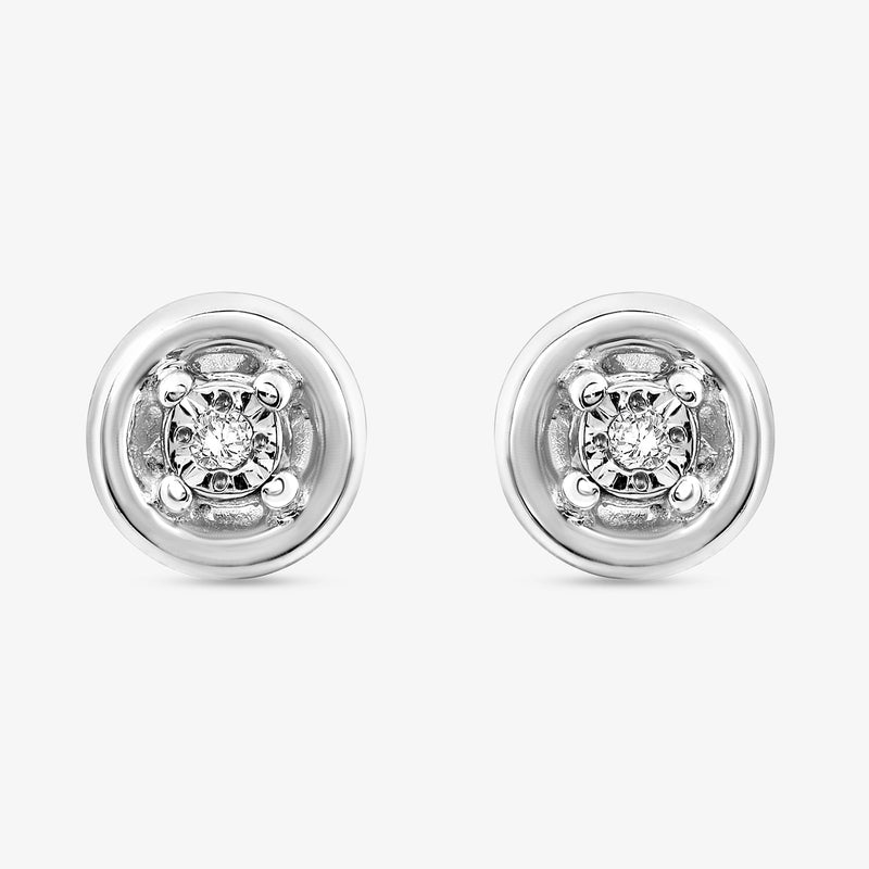 Silver vermeil cluster stud earring, round halo setting and secure post back