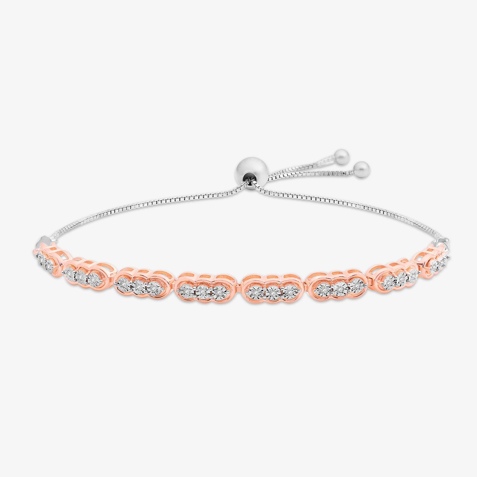 INFINITY Weave bolo bracelet, two-tone oval link stations with pavé stones and bead clasp