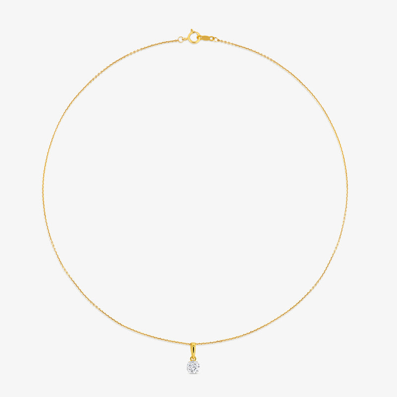 Keemti Jewels TIMELESS Round Solitaire NECKLET with a small pendant, shown on a white background.