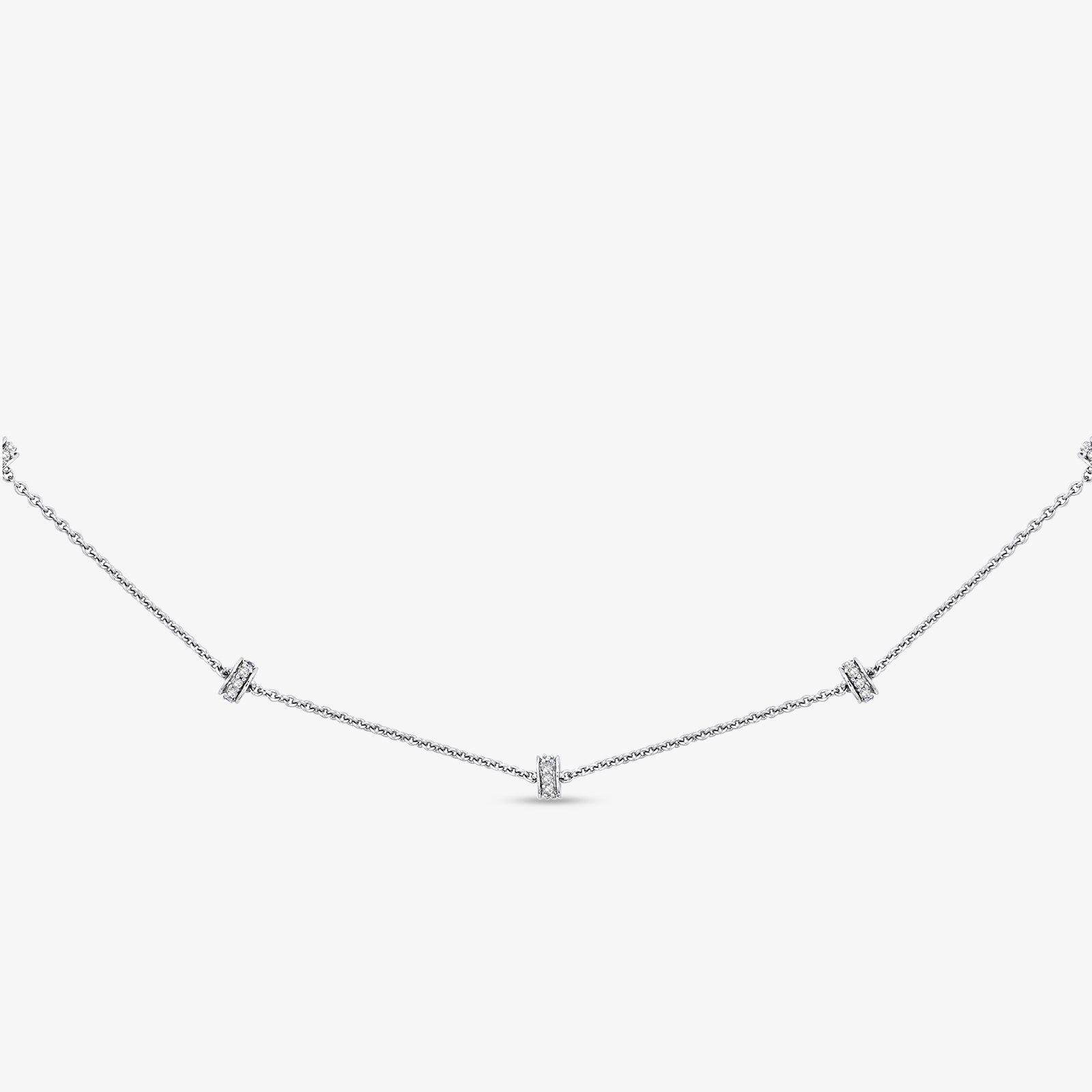 GRACE Line diamond necklace, silver 925 chain with three square diamond accents