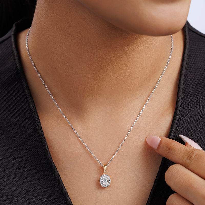 Oval Halo Solitaire Pendant