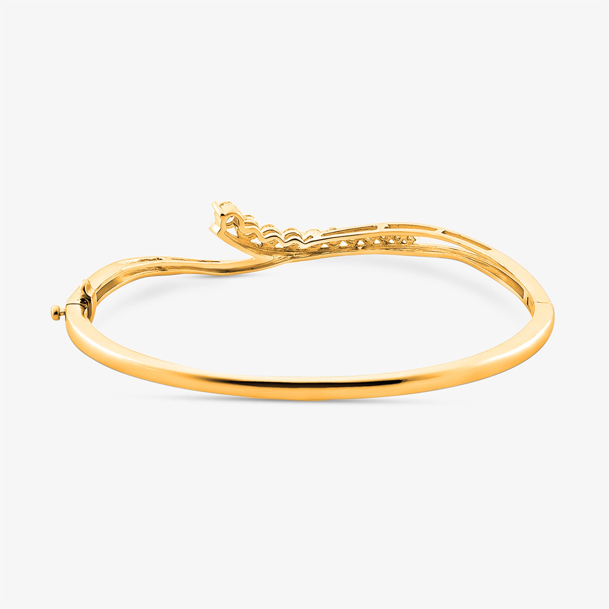 Keemti Jewels Crescent Spark Oval Bracelet: gold, wavy design with clasp, shown on a white background.