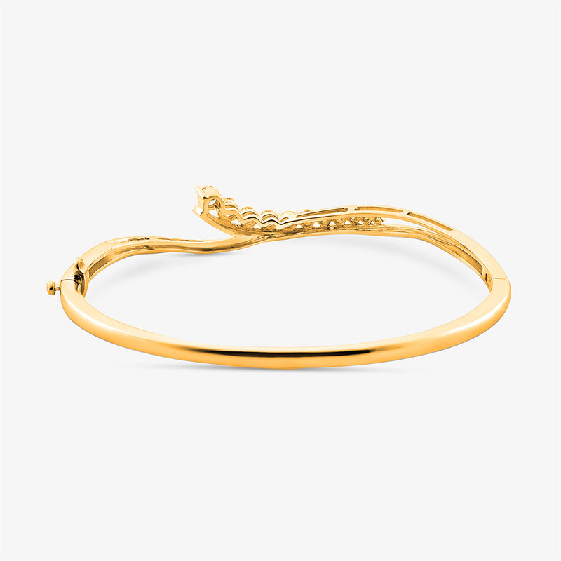 Keemti Jewels Crescent Spark Oval Bracelet: gold, wavy design with clasp, shown on a white background.
