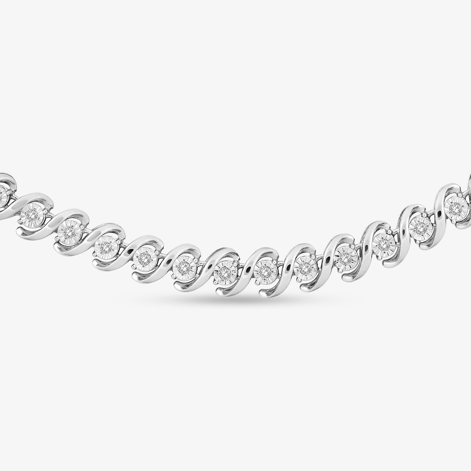 Diamond NECKLET mit gleichmäßiger Link-Kette und runden Zirkonia-Fassungen