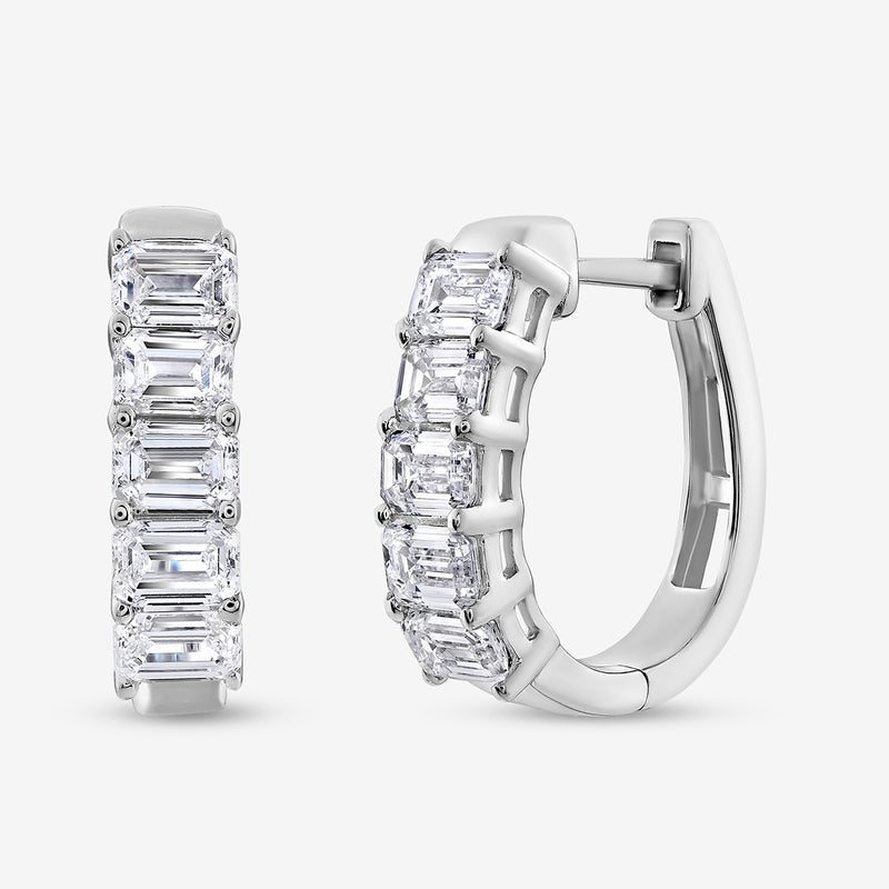 Keemti Jewels ELYSIAN Hoop Earrings: contemporary diamond hoops with rectangular gems in a channel setting on silver.