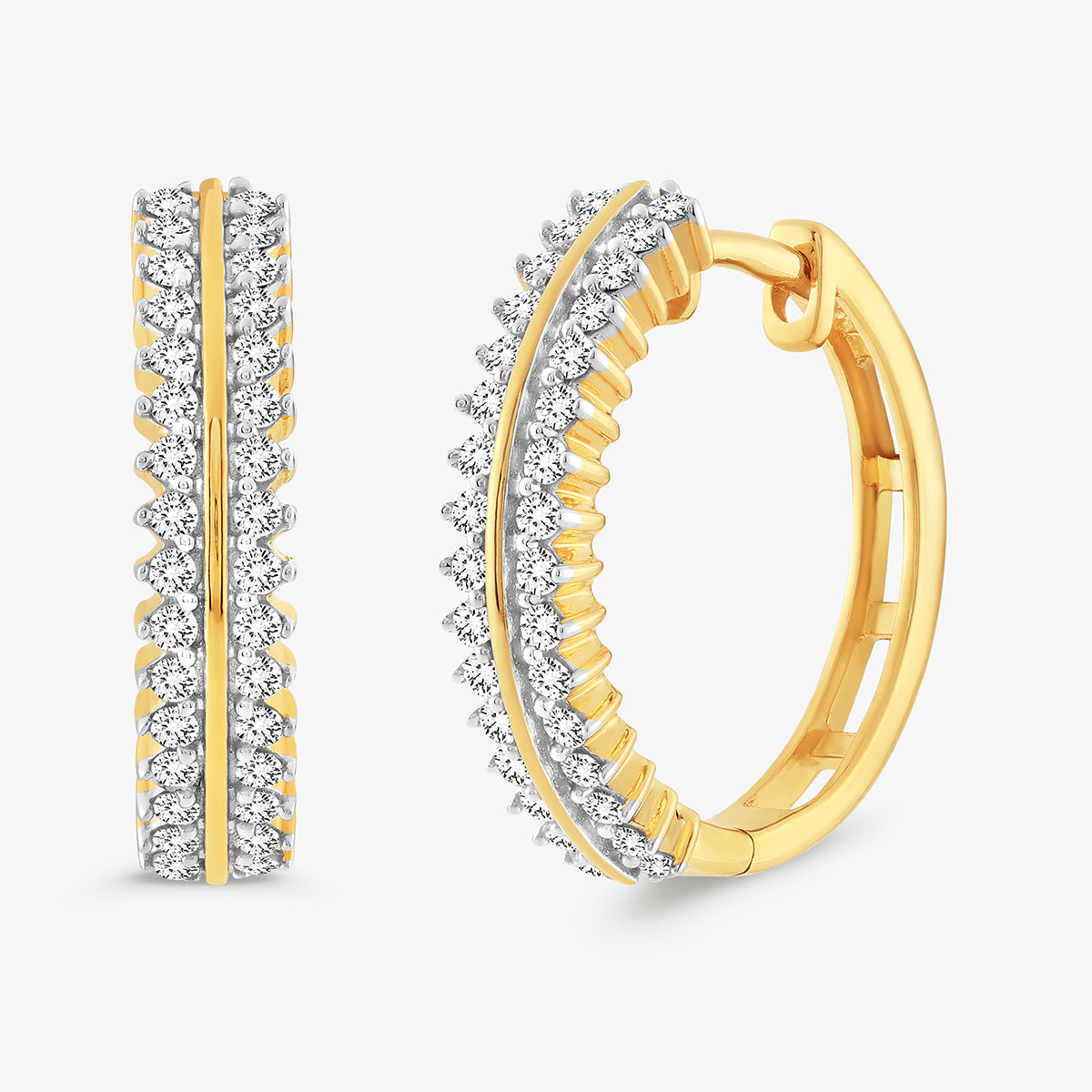 Keemti Jewels EVERLIGHT Curve Hoop Earrings: sleek hoops with two rows of sparkling white stones along the edges.