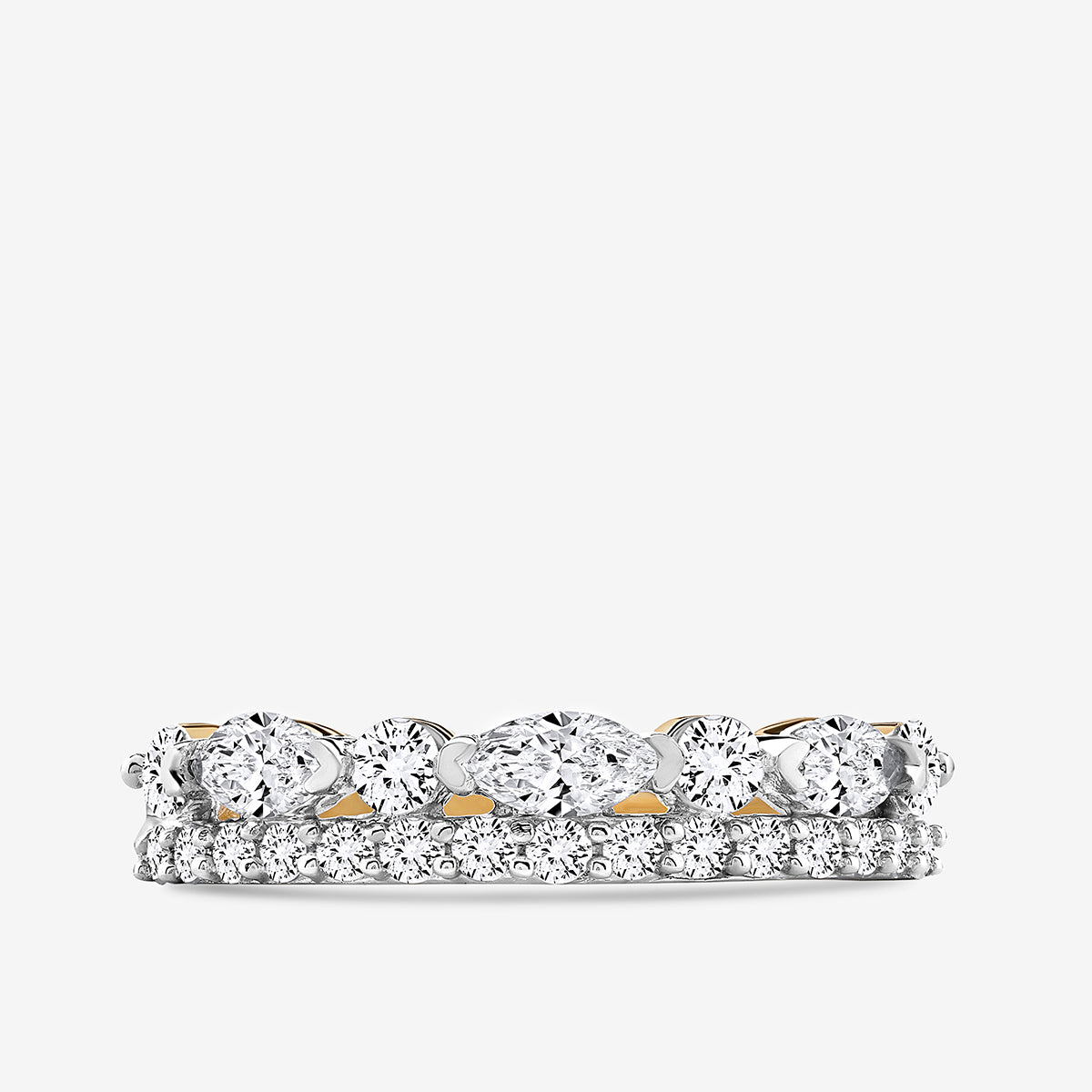 The OVAL Grace RING by Keemti Jewels: a modern classic with marquise and round diamonds stacked in style.