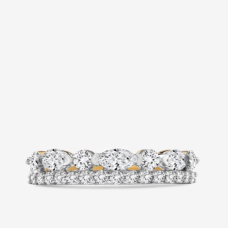 The OVAL Grace RING by Keemti Jewels: a modern classic with marquise and round diamonds stacked in style.