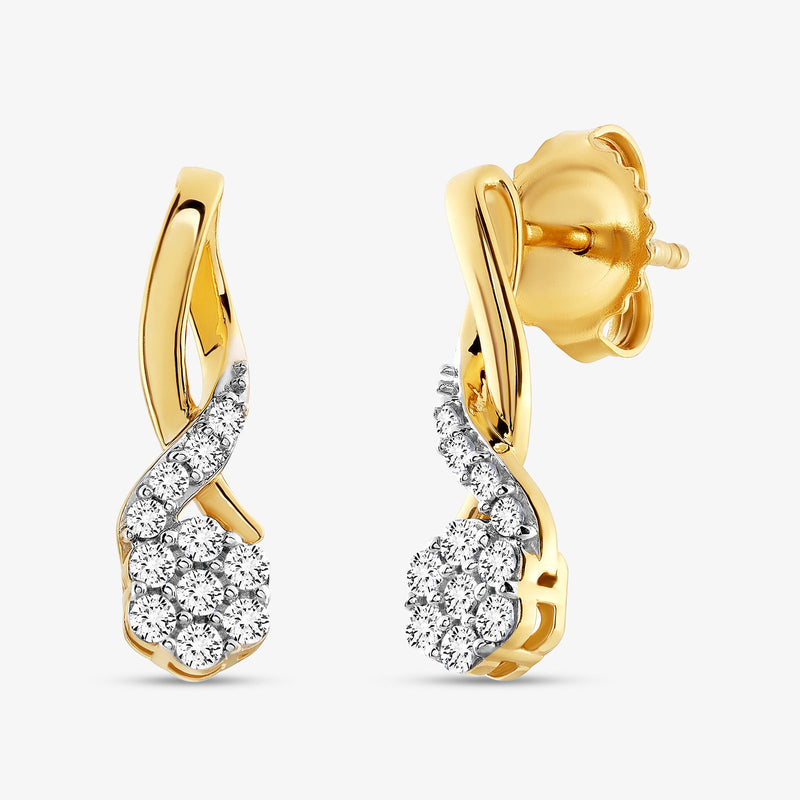 Twisted knot drop earrings in gold vermeil with sparkling round pavé stones