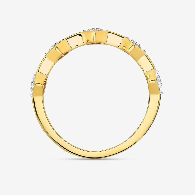 Keemti Jewels' DIAMOND Peak Accent RING features a gold geometric flat design with small diamonds atop the edge.