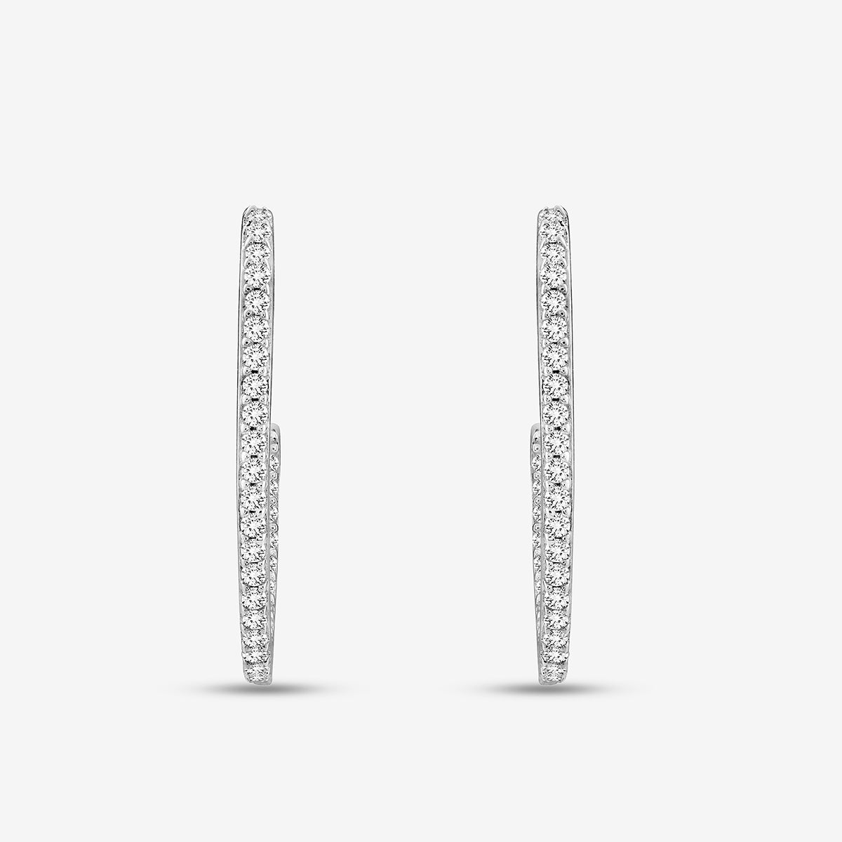 Classic line hoop earrings: slim silver 925 vermeil pavé band with sparkle stones