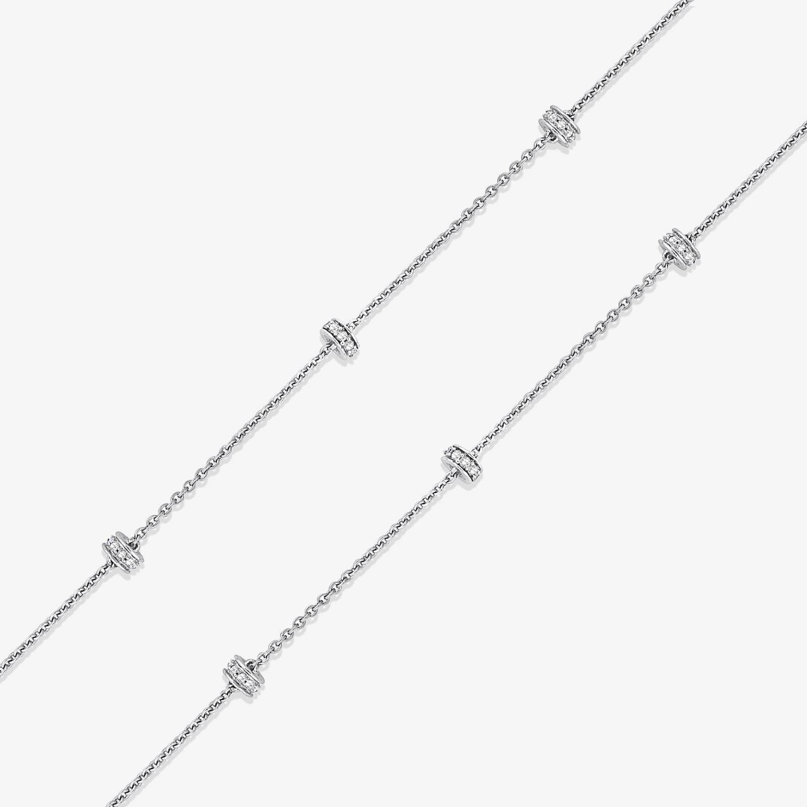 Silver 925 line diamond necklace with repeating small square diamond station links