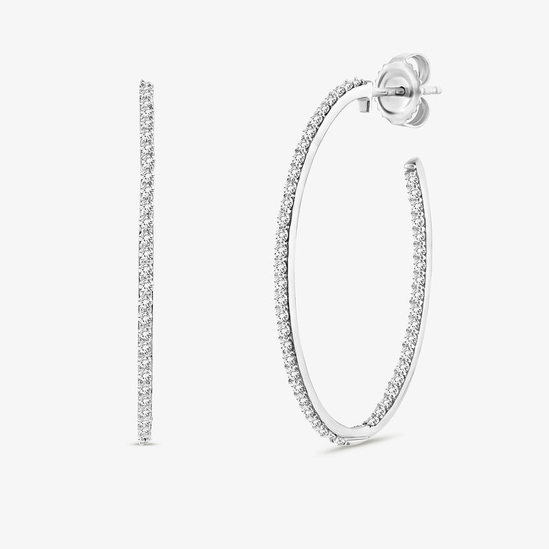 Everyday Glow hoop earrings, silver vermeil pavé hoop with post back